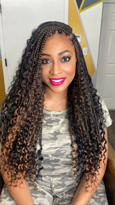 Crochet Braids on Instagram: "No leaveout crochet goddess box braids never looked this good🔥 🎥 @sabrinasbeauty ✨ Hair installed Boho Goddess box braids by Kima Hair from @harlem125hair #fortheloveofcrochetbraids #crochetponytail #crochetlocs #protectivestyles #knotlesscrochetbraids #seamlesscrochetbraids #illusioncrochetbraids #voiceofhair #healthyhairjourney #braidlesscrochetbraids #naturalhair #blackgirlmagic #feedinbraids #hairideas #crochetoverlocs #nulocs #nomakeup #instagramdaily #... Boho Goddess Box Braids Crochet, Boho Box Braids Crochet Hair, Crochet Boho Box Braids, Crochet Bohemian Box Braids, Crochet Goddess Box Braids, Goddess Crochet Braids, Crochet Goddess Braids, Goddess Braids Crochet, Boho Goddess Box Braids