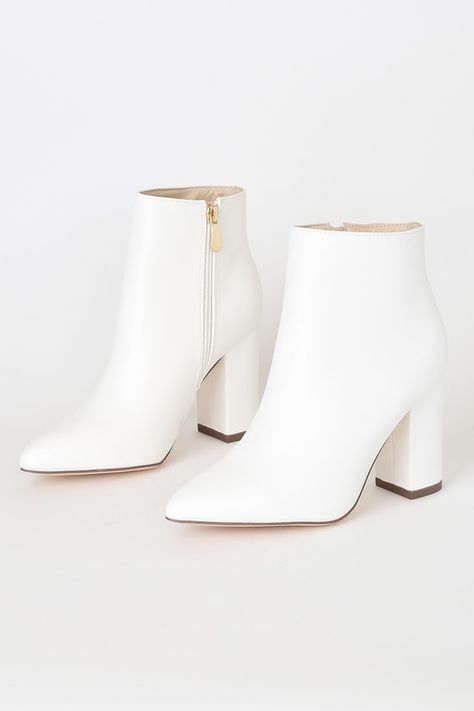 Ottava White High Heel Booties