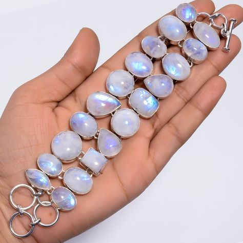 Brazil Bracelet, Bracelet Rainbow, Moonstone Bracelet, Wedding Jewelry Bracelets, Bracelet Gemstone, Toggle Bracelet, Silver Chain Bracelet, Moonstone Jewelry, India Post