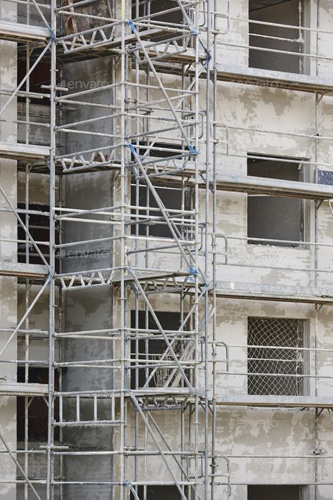 Scaffolding structure on a building. Construction architecture industry. Workplace by ABBPhoto. Scaffolding structure on a building. Construction architecture industry. Workplace#building, #Construction, #Scaffolding, #structure Building Scaffolding, Scaffolding Architecture, Construction Scaffolding, Industrial Building Design, Scaffolding Design, Architecture Exam, Building Under Construction, Brutalist Buildings, Construction Architecture