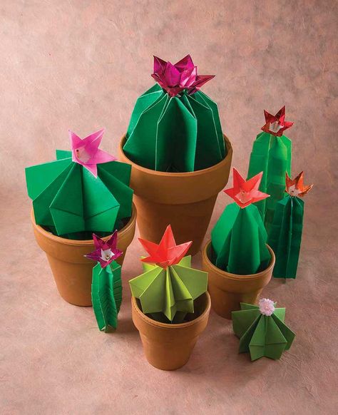 Make Your Own Origami Cactus Garden - Phoenix Home & Garden Garden Origami, Origami Cactus, Rustic Workshop, Wedding Origami, Circus Performance, Origami Artist, Ancient Japanese Art, Recycled Art Projects, Paper Plants