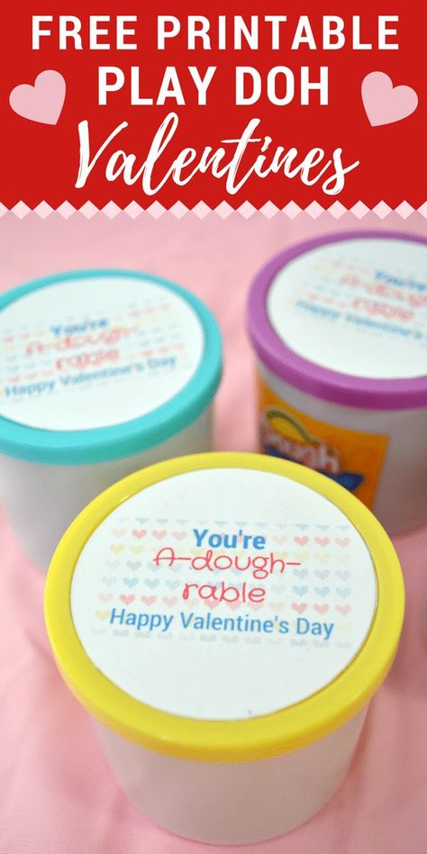 With this "You're A-dough-rable" Play Doh Valentine printable you can turn a plain jar of playdough into a Valentine's Day gift that is perfect for kids to give their classmates or their teachers. #ValentinesDay #Valentine #PlayDough Play Doh Valentines, Valentine's Day Crafts For Kids, Printable Valentines, Valentine's Day Printables, Valentines Printables Free, Valentines Day Activities, Valentines Day Treats, Valentine's Day Quotes, Unique Valentines