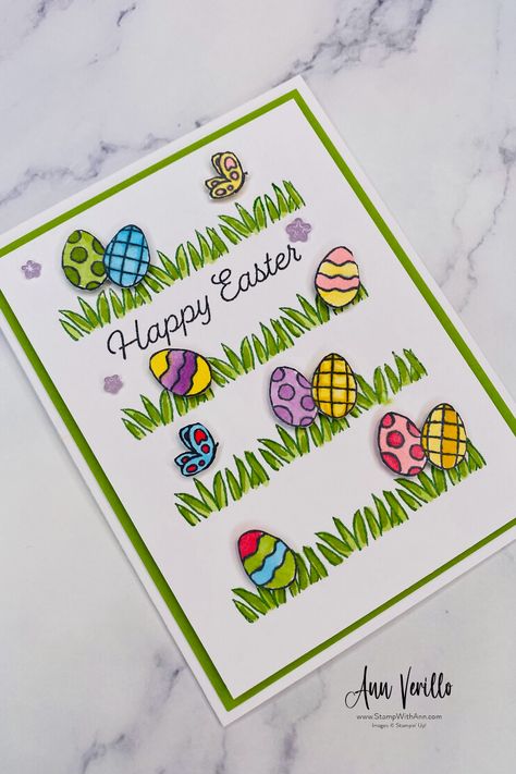 Since it's pretty close to Easter I'm creating some Easter Cards this week using the Easter Bunny Bundle from Stampin' UP!  I realize that the Easter Bunny Punch is not currently in stock so today I focused on just using the Easter Bunny Stamp Set from Stampin' UP!  Check out my cute Easter Egg card get all the details on my blog!  Don't forget to follow me on social media!  Cheers Masculine Easter Cards, Stampin Up Easter Cards For Kids, Basket Bunch Stampin Up Cards, Easter Card Ideas Handmade, Stampin Up Bunny Punch, Stampin Up Easter Friends, Cute Easter Cards, Easy Easter Cards, Easter Egg Cards