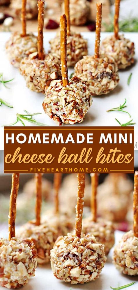 Mini Cheese Ball Bites, new year's eve food, party food Cheese Balls With Pretzel Sticks, Mini Cheese Ball Bites, Mini Cheese Balls Recipe, New Year's Eve Food, Mini Cheese Balls, Cheese Ball Bites, Small Bites Appetizers, New Years Eve Food, Christmas Cheese