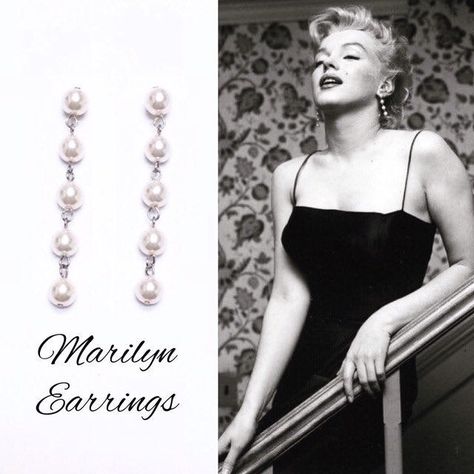 Marilyn Monroe Earrings, Marilyn Monroe Accessories, Marilyn Monroe Jewelry, Pinup Wedding, Kibbe Romantic, Hollywood Jewelry, Formal Ideas, Earrings Prom, Marilyn Monroe Fashion