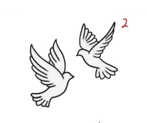 Pigeon Feather Tattoo, Dove Tattoo On Neck, Dove Tattoo Wrist, Simple Dove Tattoo Design, Flying Birds Tattoo Design, 2 Doves Tattoo, Small Tattoo Stencil, Dove Tattoo Stencil, Paloma Tattoo