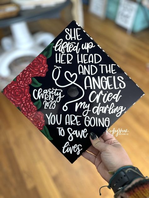 Handlettered and Hand Drawn Graduation Cap Toppers  Each one is uniquely designed! You are able to make changes to the quote and personalization! Please add all personalization and any request you have, as well as the date you need the topper in the notes before checkout Once you order you will receive a proof of the design within 48 hours ( during business hours ) once I received the approval it will be printed! If you would like to order a completely custom one please message me before ordering!  Printed on a 9.25 x9.25 inch photo paper with a precut hole If you need the topper printed bigger please include that in your note! Largest is 10.2 x 10.2 inch Toppers can be attached with double-sided tape or stickies. These are NOT included High School Graduation Cap Designs Nursing, Nursing School Graduation Cap, Nurse Graduation Cap Designs, High School Graduation Cap Designs, Nursing Graduation Cap, Nursing School Graduation Pictures, Nurse Graduation Cap, Nursing Graduation Pictures, High School Graduation Cap