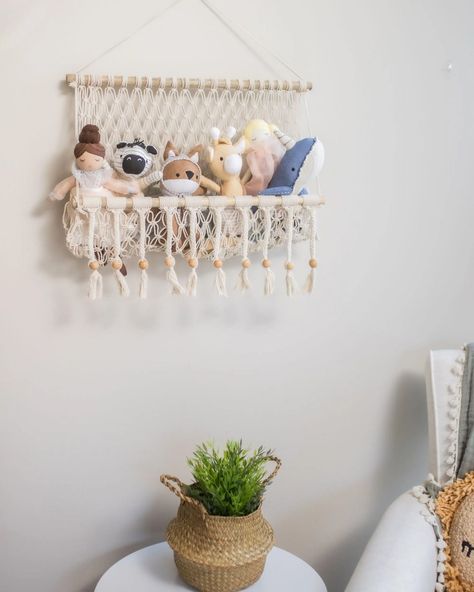 Transform your nursery into a haven of organization and style with the macrame style wall storage. Add a touch of boho charm to your baby's room while providing a convenient place to keep diapers, toys, or other essentials within reach. Macrame Storage, Storage Wall, Nursery Organization, Beautiful Storage, Baby Bedding Sets, Project Nursery, Baby's Room, Toy Organization, Baby Keepsake