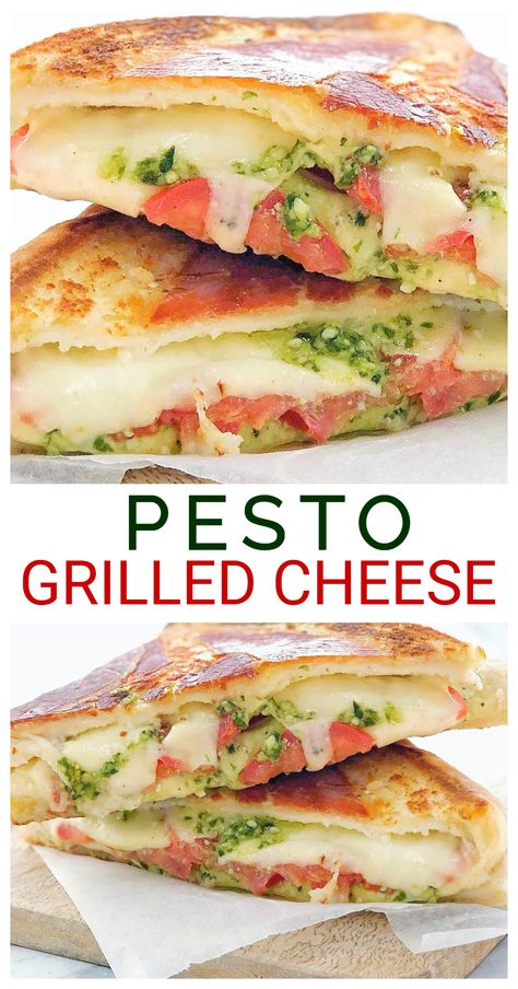 Pesto Grilled Cheese, Panini Recipes, Grilled Cheese Recipes, Cheese Sandwich, Basil Pesto, Grilled Cheese Sandwich, Cheese Sandwiches, Fresh Mozzarella, Fresh Tomatoes