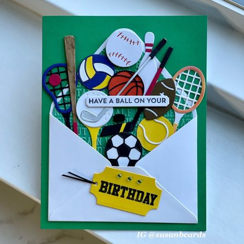 Sports Cards Handmade, Handmade Sports Cards, Sports Day Card Ideas, Football Cards Handmade, Sports Day Board Decoration, Sports Classroom Decorations, Sports Day Invitation, Sports Day Decoration, Men Cards