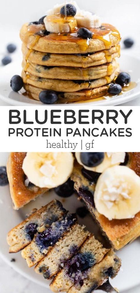 Creative Breakfast Recipes, Blueberry Protein Pancakes, Protein Pancake Mix, Low Calorie Breakfast, Simply Quinoa, Healthy Blueberry, Breakfast Meal, Gluten Free Pancakes, Vegan Yogurt