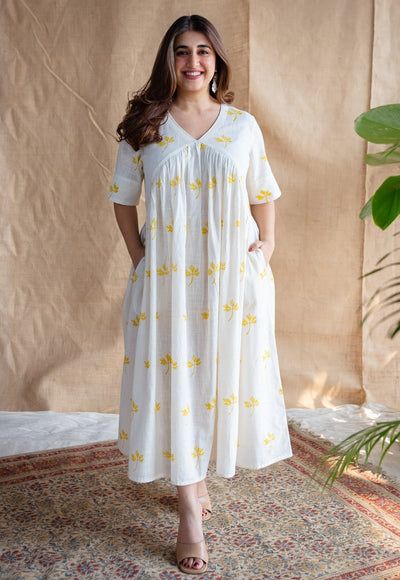 New in Store | The Indian Ethnic Co. Cotton Dress Pattern Indian, Cotton Dress Pattern, Hand Embroidered Dress, Girls Cotton Dresses, Blue Cotton Dress, Traditional Dresses Designs, Frock Fashion, Designer Kurti Patterns, Neck Designs For Suits