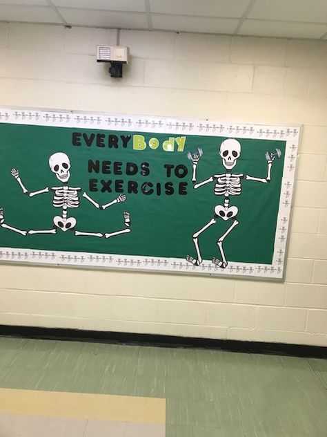 Halloween Door Decorations Physical Therapy, Physical Therapy Month Bulletin Board, Health And Pe Bulletin Board, Pt Month Bulletin Board, Pe Quotes Physical Education, Physical Therapy Bulletin Board, Physical Therapy Decor, Pt Month Celebration Ideas, Physical Therapy Month Ideas