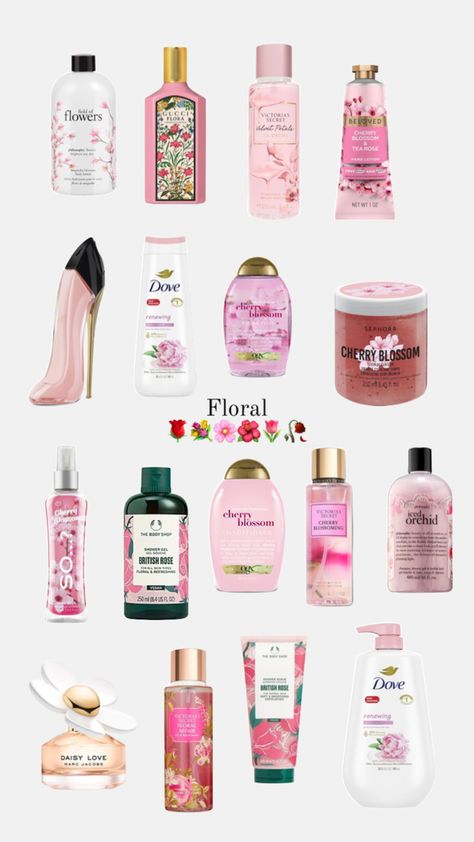 How can I smell like flowers? Smell Like Flowers, Beauty Treatments Skin Care, Cherry Blossom Scent, Floral Scents, Flower Scent, Bath And Body Works Perfume, Rose Perfume, Shower Skin Care, Body Smells