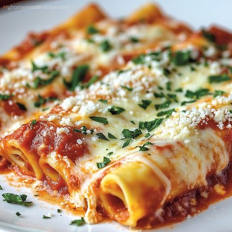 Easy Cheesy Manicotti Recipe - My Home Made Recipe Cheese Manicotti, Manicotti Recipe, Christmas Dinner Menu, Cozy Dinner, Simple Green Salad, Mouthwatering Recipes, Easy Cheesy, Easy Casserole Recipes, Easy Casserole