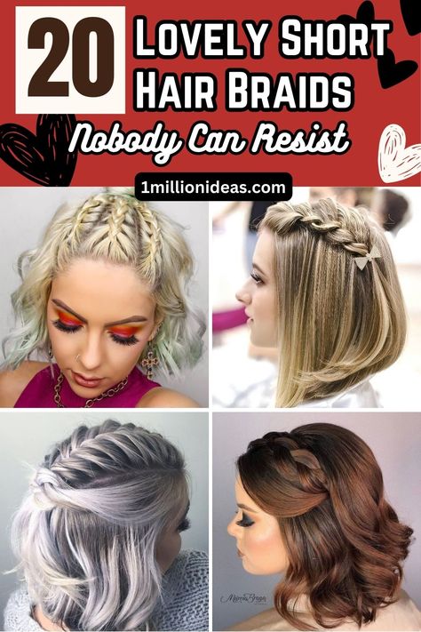 20 Lovely Short Hair Braids Nobody Can Resist Short Hair Braids, Short Hair Dos, Medium Hair Braids, Dutch Braid Hairstyles, Viking Hair, French Braid Hairstyles, Short Braids, Hairdos For Short Hair, Braids With Curls