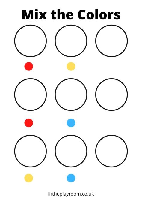 free printable color mixing page Color Mixing Template, Color Mixing For Preschool, Color Recipe, Mixing Colours Worksheet, Mixing Colors Activities, Color Mixing Activity Preschool, Color Mixing Worksheet Free Printables, Color Mixing Worksheet, Mixing Colors Kindergarten