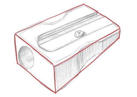 Pencil sharpener drawing with basic shapes Sharpener Drawing, Analytical Drawing, 2 Point Perspective Drawing, Basic Sketching, Structural Drawing, Pencil Drawings Of Girls, Perspective Drawing Architecture, Observational Drawing, Geometric Shapes Art