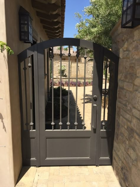 Wrought Iron Metal Gates for Courtyards & Gardens Modern Iron Gate Designs, Metal Gate Door, Wrought Iron Garden Gates, Backyard Gates, Yard Gate, Metal Garden Gates, Garden Gate Design, Iron Garden Gates, Modern Gate