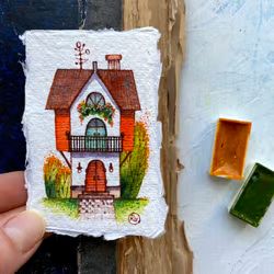 Small Diary, Painting Sheets, Graphic Painting, Painted Houses, Mini Watercolor, Watercolor House Painting, Random Products, Watercolor House, Miniature Paintings