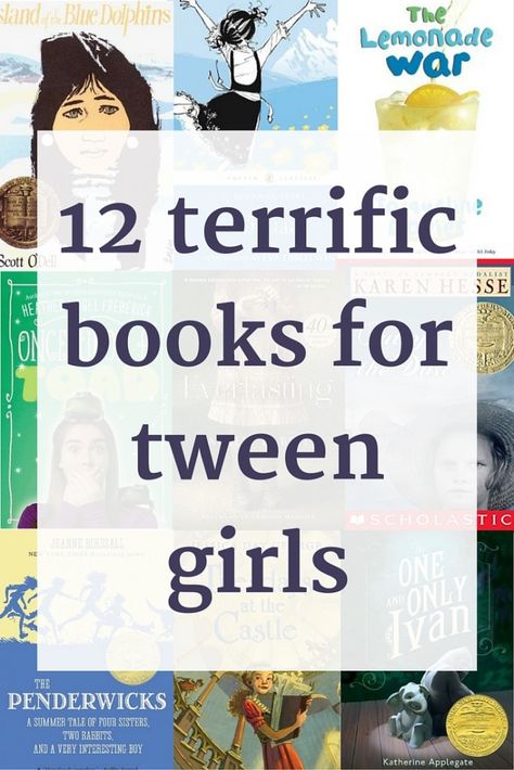 12 terrific books for tween girls. A great book list for 8-12 year old readers. Library Orientation, Middle School Reading, Middle Grade Books, Grade Book, School Reading, Chapter Books, Kids Reading, Kids' Book, Book Girl