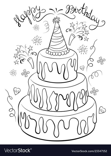 Book Birthday Cake, Happy Birthday Animals, Birthday Cake Illustration, Cake Lettering, Mushroom Images, Cake Vector, Cake Drawing, Birthday Chocolate, Book Birthday