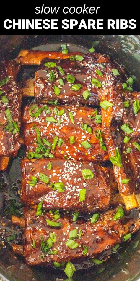 Chinese Spare Ribs Recipe Slow Cooker, Chinese Bbq Spare Ribs, Chinese Ribs Crockpot, Sweet And Sour Spare Ribs Slow Cooker, Honey Garlic Ribs Slow Cooker, Crock Pot Spare Ribs, Honey Garlic Spare Ribs, Pork Spare Ribs Crock Pot, Crockpot Spare Ribs