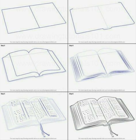 How To Draw Table, How To Draw An Open Book, How To Draw A Book Step By Step, Sketches Of Books, Open Book Drawing Sketches, Reading A Book Drawing Reference, Open Book Sketch, How To Draw A Book, Books Drawing Sketches