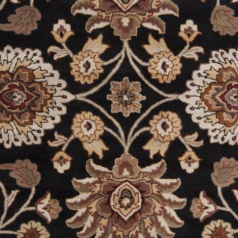 Meticulously hand-loomed by artisans. Classic traditional style that is sure to bring a touch of elegance to your home. Made from 100% wool. Features black, camel, garnet, tan, khaki, burnt orange colors. Medium pile. Surya Caesar 5 x 8 Black Indoor Border Oriental Handcrafted Area Rug | CAE1053-58 Square Area Rugs, Stylish Rugs, Black Camel, Black Area Rugs, Sisal Rug, Luxury Rug, Black Rug, Brown Rug, Hand Tufted Rugs