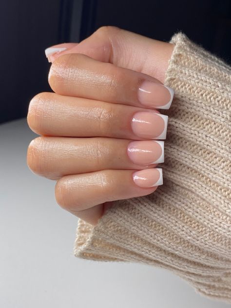 Uv Gel French Nails, Cream French Tips Nails, Signature Nails, Nurse Nails, College Nails, Concert Nails, Gel French Manicure, Plain Nails, Cute Toe Nails