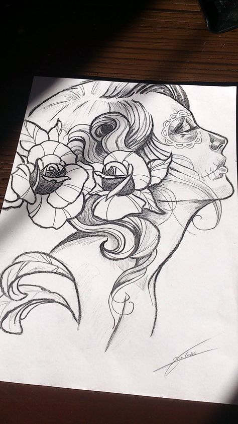 dibujo catrina mexicana Catrina Tattoo, Sugar Skull Tattoos, 2016 Calendar, Chicano Art, Hot Tattoos, Healthy Food List, Kids Diet, Pencil Art Drawings, Food List