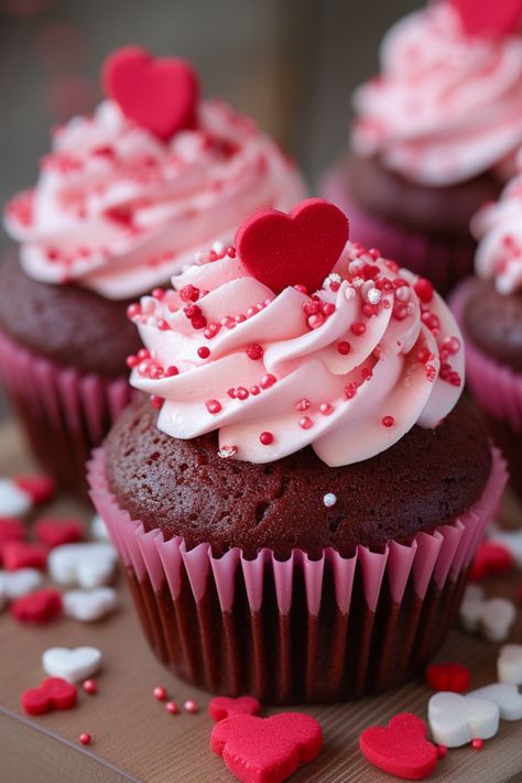 Delight in our Valentine's Day Cupcakes recipe, ideal for kids and grown-ups. These cupcakes are easy, cute, and feature creative yet simple decorations paired with tasty flavors. They're excellent for anyone looking for aesthetically pleasing and delicious treats. Browse ideas from straightforward to advanced to make everyone happy. Visit SimplyCalledFood.com for the entire Valentine's Day Cupcakes recipe and more simple and creative ideas for kids and Valentine's desserts. Cupcakes Simple Decoration, Cute Cupcake Decorating Ideas Simple, Valentine S Day Cupcakes, Cute Cupcake Designs, Cute Muffins, Cupcakes Valentines Day, Valentines Day Baking, Valentine's Desserts, Creative Ideas For Kids