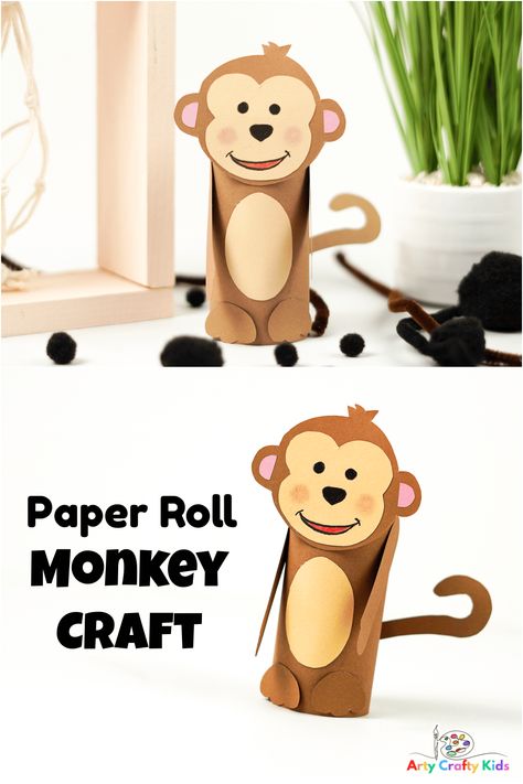 Monkey Template, Monkey Craft, Diy Box Crafts, Diy Crafts For School, Kraftangan Prasekolah, Monkey Crafts, Craft Table Diy, Animal Jungle, Paper Quilt