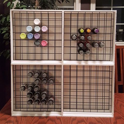 handmade paint and craft spray shelf reack Cardstock Organization Diy, Craft Paint Organizer, Craft Paint Holder Diy, Diy Craft Paint Organizer, Diy Paint Storage Rack, Craft Paint Storage Ideas Diy, Spray Paint Organizer, Paint Rack Diy, Spray Paint Rack