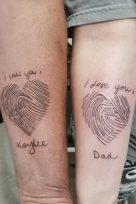 Thumbprint Tattoo, Dad Daughter Tattoo, Fingerprint Tattoos, Small Wave Tattoo, Father Daughter Tattoos, Mom Daughter Tattoos, Father Tattoos, Herz Tattoo