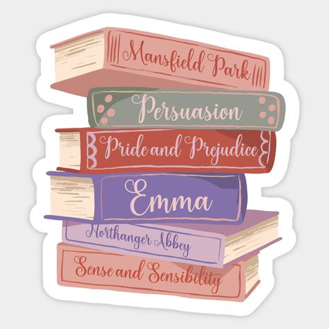 Northanger Abbey, Persuasion Jane Austen, Literature Teacher, Jane Austen Novels, Sense And Sensibility, Library Boards, Mansfield Park, Cute Laptop Stickers, Jane Austen Books