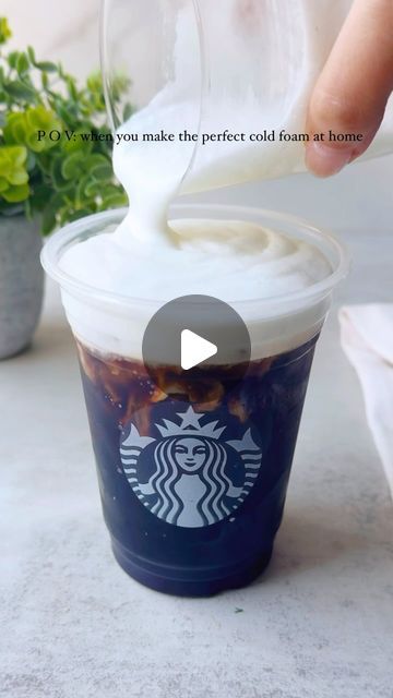 Divya Khemani on Instagram: "Easy Cold Foam recipe! Elevate your at-home brew game and experience the delight of velvety perfection. ☕❄️ You can make the perfect Cold Foam with simple easy ingredients. 3 Tbsp Heavy Cream 2 Tbsp 2% milk 1 Tbsp vanilla syrup (can use any flavor of choice ) Froth it well with a handheld frother #coldfoam #coldfoamcoldbrew #coldbrewcoffee #sweetcream #coffeevibes #coffeegirl #reelsinstagaram #reelsviralvideo #coffeetime #coffeelovers #coffeelover" Protein Bark, Cold Foam Recipe, Foam Recipe, Handheld Frother, Infused Waters, Easy Cold, Cold Foam, Vanilla Syrup, Coffee Girl