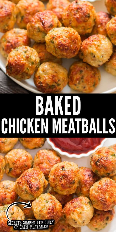 Ground Chicken Recipes Healthy, Baked Chicken Meatballs, Juicy Baked Chicken, Chicken Meatball Recipes, Meatball Recipes Easy, Ground Chicken Recipes, Losing 40 Pounds, Chicken Meatballs, Health Dinner Recipes