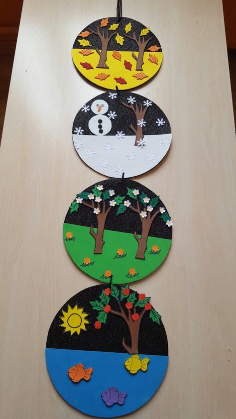 Aktiviti Kanak-kanak, Preschool Arts And Crafts, Seasons Art, Art N Craft, School Decorations, 4 Seasons, Preschool Art, Art Activities, School Crafts