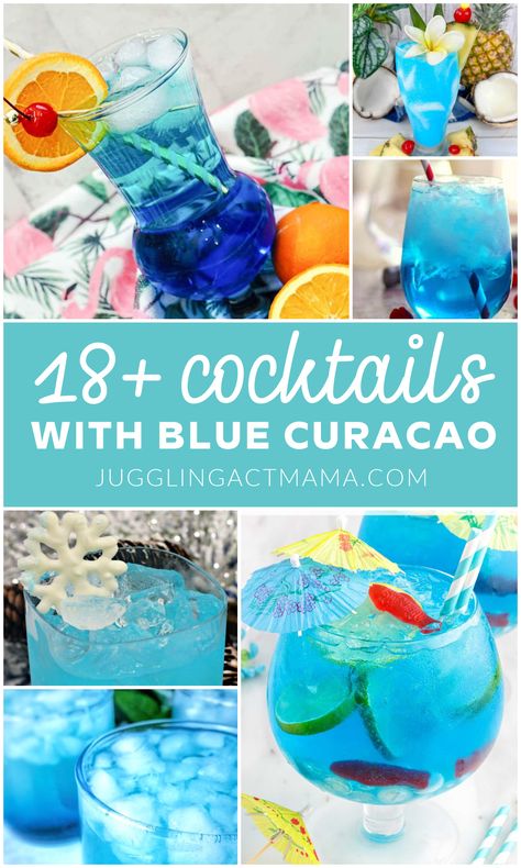 If you're looking for a beautiful cocktail to serve at your summer parties and barbecues, look no further than these delicious Blue Curacao Drinks. You'll love the amazing blue color and the citrusy-sweet flavor this liqueur adds to your drinks. Cocktail Recipes Blue Curacao, Blue And Yellow Cocktail Drinks, Blue Carico Drinks, Blue Mother F Drink, Blue Ocean Cocktail, Blue Curacao Drinks Non Alcoholic, Blue Curacao Drinks Easy, Vodka And Blue Curacao Drinks, Blue Caraco Drinks