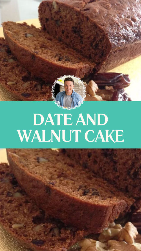 Jamie Oliver Date And Walnut Cake Date And Walnut Loaf Recipe, Dates And Walnut Cake Recipes, Date And Walnut Cake Recipes, Date Cake Recipe Easy, Christmas Loafs, Walnut Cake Recipe Easy, Moist Date Cake Recipe, Date Loaf Recipe, Date Recipe