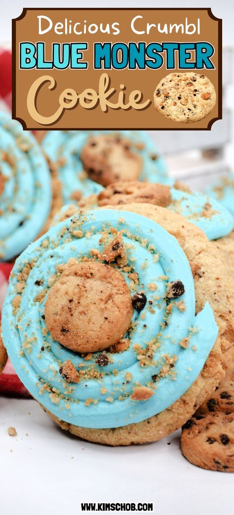 Crumbl blue cookies on a plate Crumbl Cookie Copycat Blue Monster, Brownie Batter Crumbl Cookie Recipe, Crumbl Blueberry Cookies, Crumbl Cookie Monster Copycat, Jumbo Cookies Monsters, Wedding Cake Crumbl Cookie, Cookies With Icing On Top, Better Than Crumbl Cookies, Crumbl Cookie Copycat Chocolate