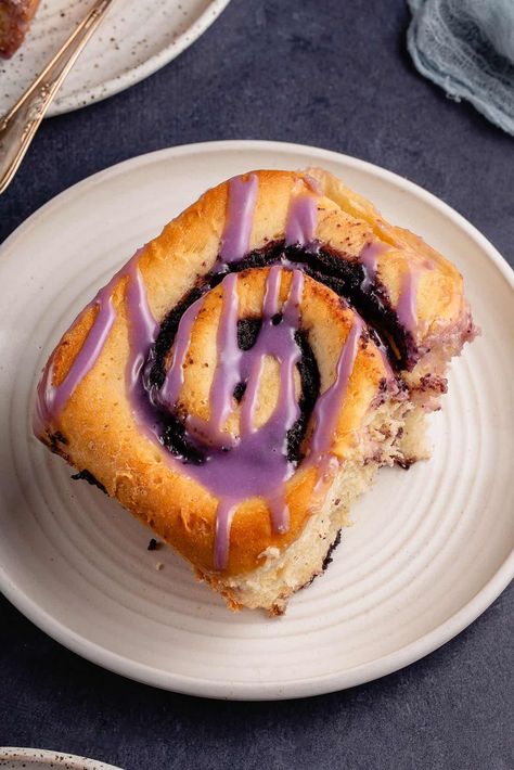 Ube Cinnamon Rolls Ube Cinnamon Rolls Homemade, Ube Cream Cheese, Sweet Potato Cream Cheese, Ube Sweet Bread, Easy Ube Dessert, Filipino Ube Dessert, Ube Halaya Using Ube Powder, Filipino Sweets, Okinawan Sweet Potato