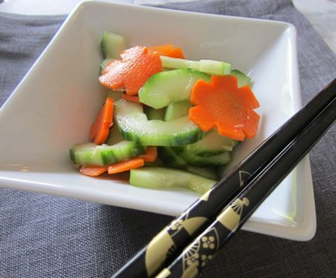 Cucumber & Carrot Namasu Cucumber Namasu Recipe, Namasu Recipe, Ono Kine Recipes, Recipe Cucumber, Pickled Vegetables Recipe, Japanese Pickles, Asian Vegetables, Grilled Teriyaki Chicken, Hawaii Food