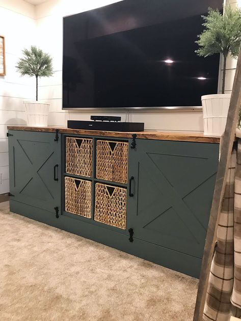 Ikea Kalax Media Unit Hack Ikea Media Console, Ikea Tv Console, Tv Wall Mount Ideas, Ikea Tv Unit, Ikea Tv Stand, Ikea Cubes, Tv Stand Ideas, Ikea Tv, Hacks Ikea