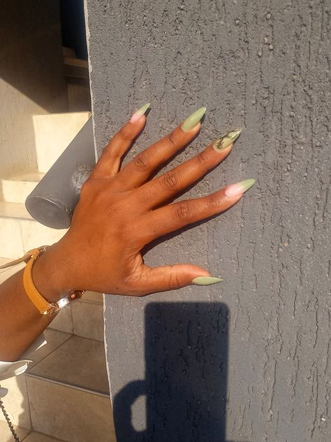 Sage Green Ombre Nails, Green And Tan Nails, Tan Nail Designs, Matcha Nails, Mint Nail Art, Tan Nails, Mint Nails, Brown Acrylic Nails, Brown Acrylic