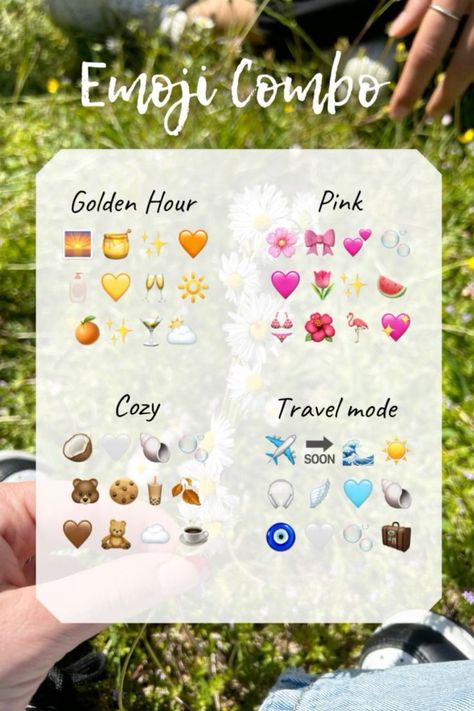 Sunset Emoji Combination, Friends Emoji, Cozy Travel, Cute Emoji Combinations, Emoji Stories, Emoji Combos, Emoji Set, Foto Disney, Bios Para Instagram