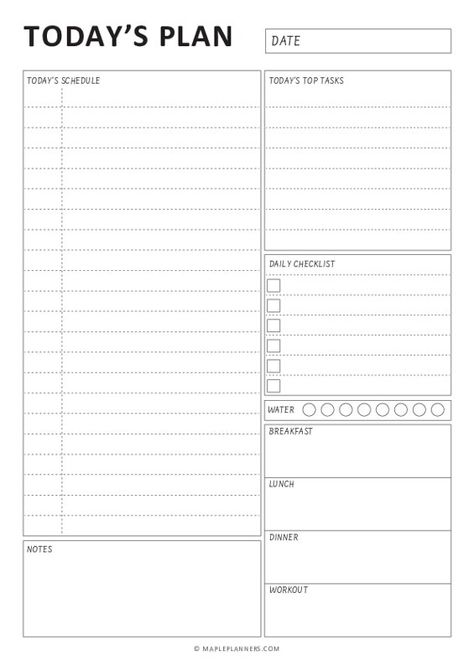 Free Printable A4 Today's Plan Template Daily Work Planner Template, Free Planner Printables Templates, Planner Giornaliero, Study Plan Template, Today Planner, Project Planner Template, Project Planning Template, Simple Weekly Planner, Daily Planner Notepad