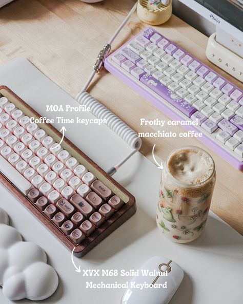 ☁️ matching keyboard with today's mood 😌 Thankyou @xvx__keyboard for gifting me this compact M68 Solid Walnut keyboard ♡ Check it out at - xvxchannel.com You can also check it out at Amazon and take advantage of the 10% discount when ordering! Linked in my bio ⋆.˚ ᡣ𐭩 .𖥔˚ desk setup | room | setup style | minimalist | pc setup | aesthetic #deskspace #deskaesthetic #deskinspo #desksetups #deskgoals #workdesk #gamingsetup #setupinspiration #pcsetup #dreamsetup #setupgoals #cozysetup #c... Minimalist Pc Setup, Pc Setup Aesthetic, Keyboard Aesthetic, Video Game Room Decor, Desk Goals, Desk Inspo, Todays Mood, Retro Video, Video Game Room