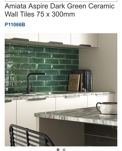 Emerald Green Kitchen Tiles, Green Tile Splashback, Dark Green Kitchen Tiles, Dark Green Tiles Kitchen, Kitchen With Green Tiles, Kitchen Green Tiles, Green Kitchen Tiles Backsplash, Green Tiles Kitchen, Green Kitchen Tiles